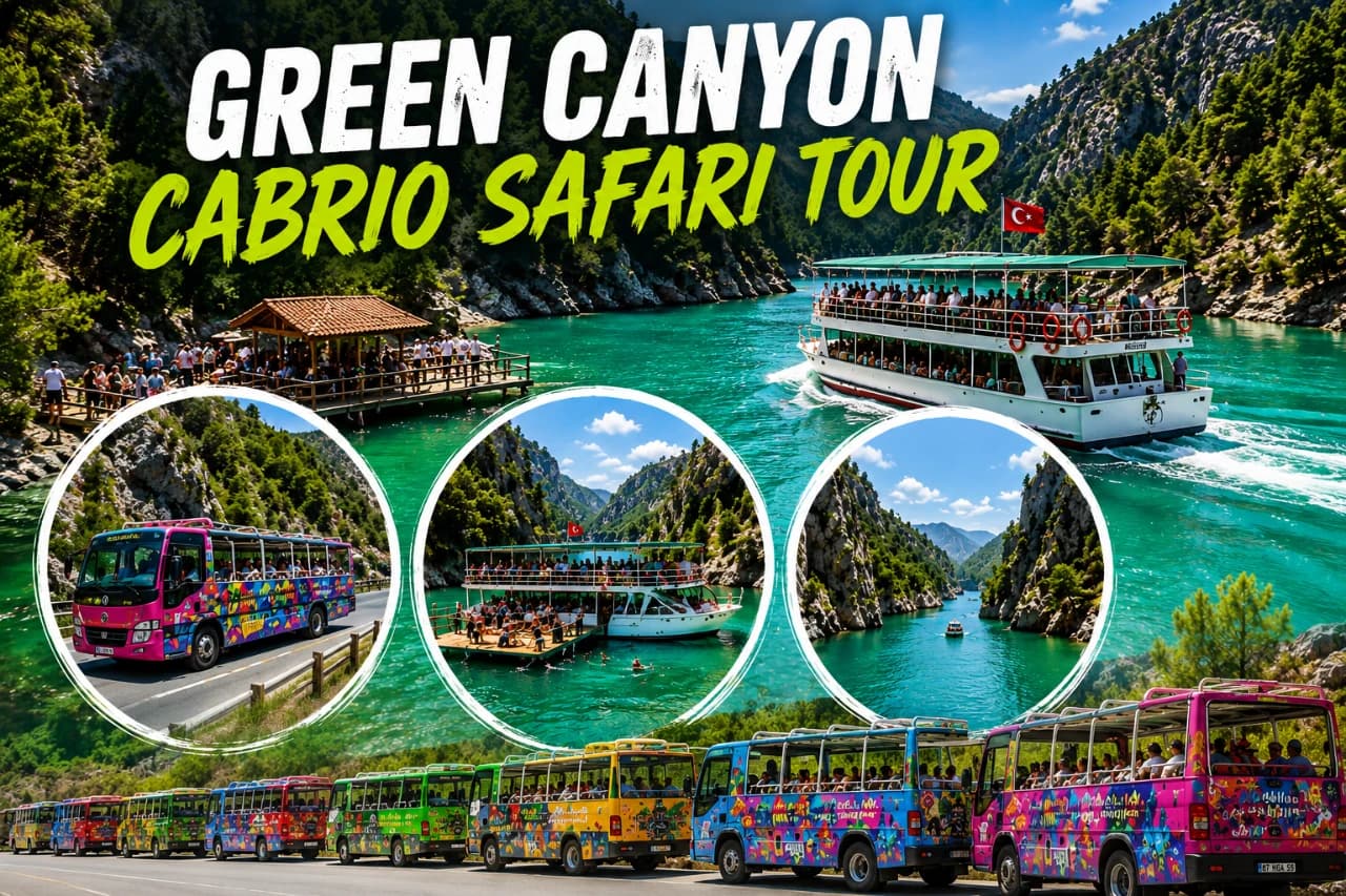 Waterfall + Green Canyon Cabrio Safari from Belek