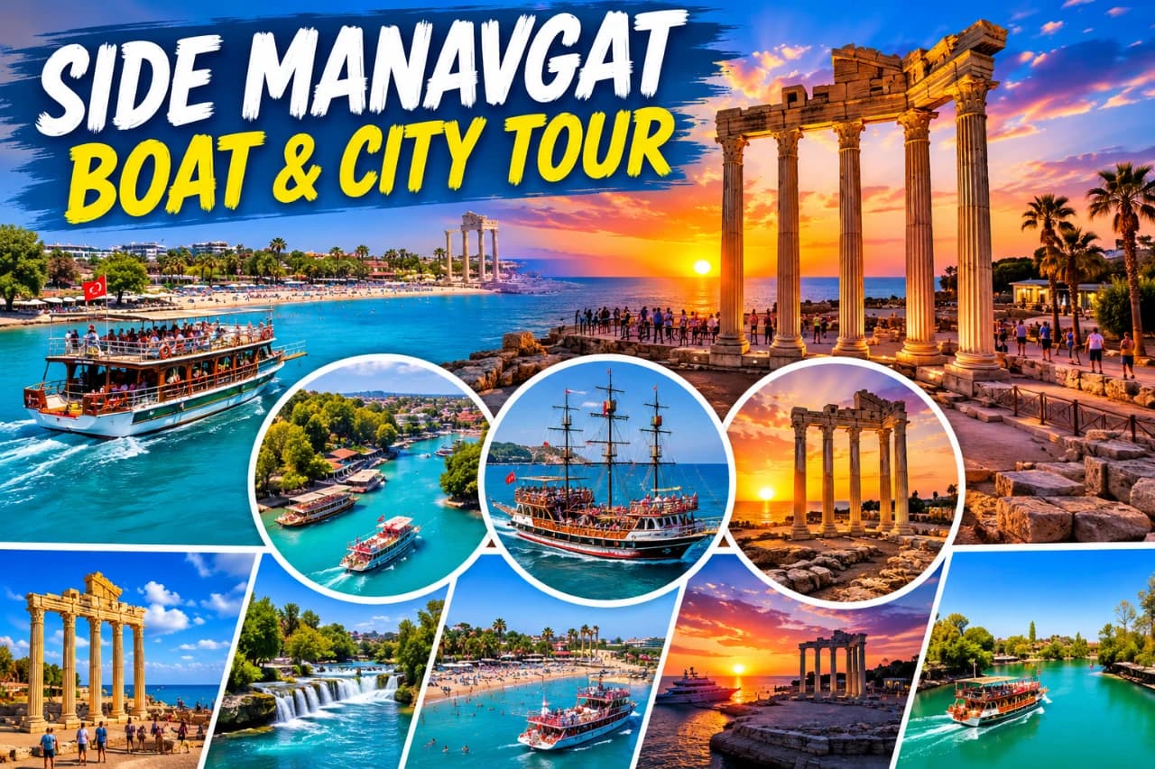 Side Ancient City & Manavgat Mosque & Hidden Paradise Waterfall Tour from Belek